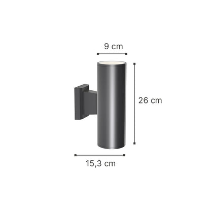 it-Lighting Winnipeg 2xΕ27 Outdoor Up-Down Wall Lamp Anthracite D:15.3cmx26cm (80203444)