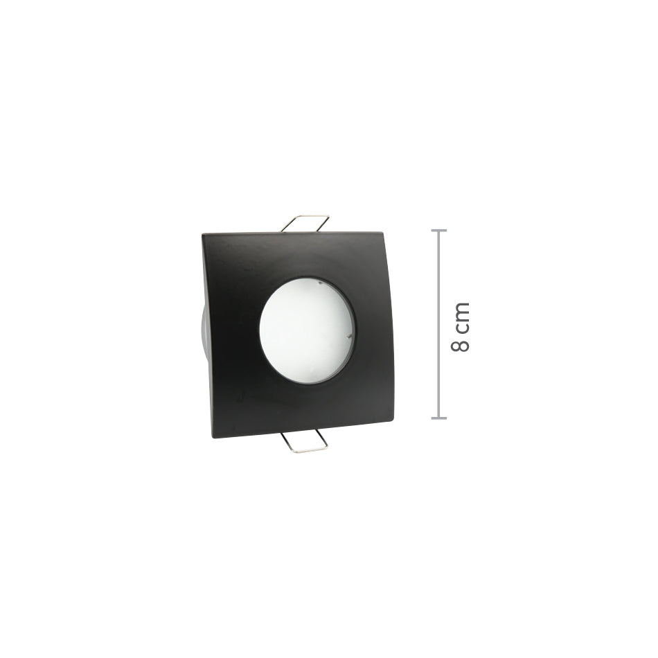 InLight Χωνευτό σποτ από μαύρο μέταλλο 1XGU10 IP44 D:8cm (Χ0009-BL)