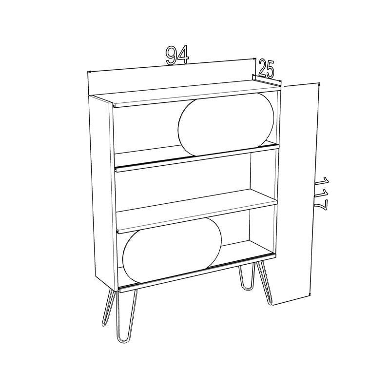 ΒΙΒΛΙΟΘΗΚΗ-ΡΑΦΙΕΡΑ Fylliana "Elmira" ΟΑΚ-ΛΕΥΚΟ 117x25x94εκ