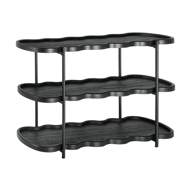 ΤΡΙΩΡΟΦΗ ΒΟΗΘΗΤΙΚΗ ΟΒΑΛ ΡΑΦΙΕΡΑ MDF ΜΕ ΜΕΤΑΛΛΙΚΑ ΠΟΔΙΑ Fylliana FL03392 ΜΑΥΡΟ ΧΡΩΜΑ 120x40x80εκ