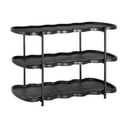 ΤΡΙΩΡΟΦΗ ΒΟΗΘΗΤΙΚΗ ΟΒΑΛ ΡΑΦΙΕΡΑ MDF ΜΕ ΜΕΤΑΛΛΙΚΑ ΠΟΔΙΑ Fylliana FL03392 ΜΑΥΡΟ ΧΡΩΜΑ 120x40x80εκ