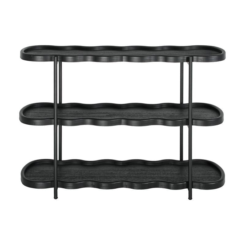 ΤΡΙΩΡΟΦΗ ΒΟΗΘΗΤΙΚΗ ΟΒΑΛ ΡΑΦΙΕΡΑ MDF ΜΕ ΜΕΤΑΛΛΙΚΑ ΠΟΔΙΑ Fylliana FL03392 ΜΑΥΡΟ ΧΡΩΜΑ 120x40x80εκ