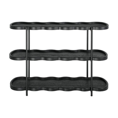 ΤΡΙΩΡΟΦΗ ΒΟΗΘΗΤΙΚΗ ΟΒΑΛ ΡΑΦΙΕΡΑ MDF ΜΕ ΜΕΤΑΛΛΙΚΑ ΠΟΔΙΑ Fylliana FL03392 ΜΑΥΡΟ ΧΡΩΜΑ 120x40x80εκ