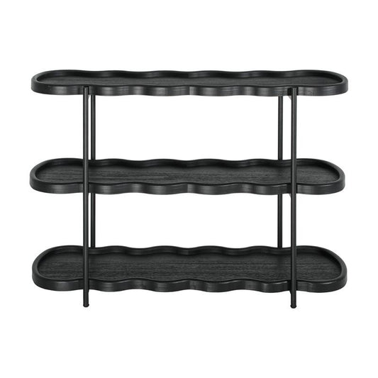 ΤΡΙΩΡΟΦΗ ΒΟΗΘΗΤΙΚΗ ΟΒΑΛ ΡΑΦΙΕΡΑ MDF ΜΕ ΜΕΤΑΛΛΙΚΑ ΠΟΔΙΑ Fylliana FL03392 ΜΑΥΡΟ ΧΡΩΜΑ 120x40x80εκ