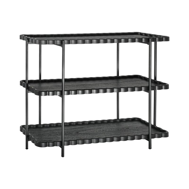 ΤΡΙΩΡΟΦΗ ΒΟΗΘΗΤΙΚΗ ΡΑΦΙΕΡΑ MDF ΜΕ ΜΕΤΑΛΛΙΚΑ ΠΟΔΙΑ Fylliana FL03250 ΜΑΥΡΟ ΧΡΩΜΑ 122x42x96εκ