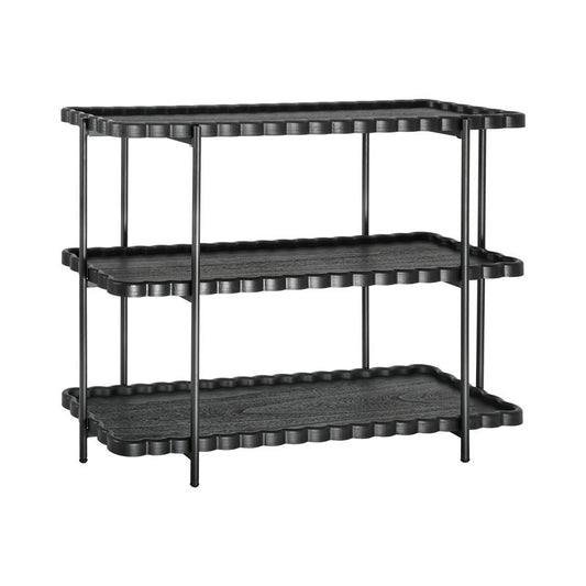 ΤΡΙΩΡΟΦΗ ΒΟΗΘΗΤΙΚΗ ΡΑΦΙΕΡΑ MDF ΜΕ ΜΕΤΑΛΛΙΚΑ ΠΟΔΙΑ Fylliana FL03250 ΜΑΥΡΟ ΧΡΩΜΑ 122x42x96εκ