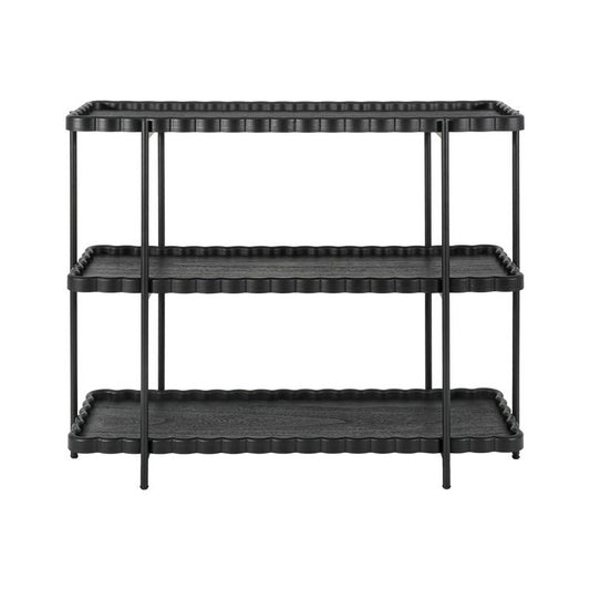 ΤΡΙΩΡΟΦΗ ΒΟΗΘΗΤΙΚΗ ΡΑΦΙΕΡΑ MDF ΜΕ ΜΕΤΑΛΛΙΚΑ ΠΟΔΙΑ Fylliana FL03250 ΜΑΥΡΟ ΧΡΩΜΑ 122x42x96εκ