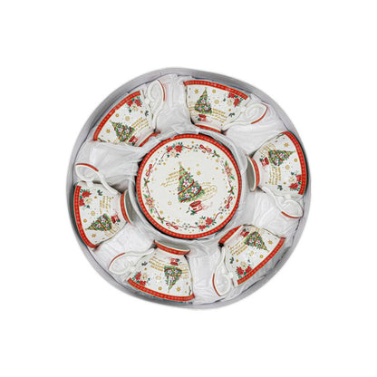 ΧΡΙΣΤΟΥΓΕΝΝΙΑΤΙΚΟ ΚΕΡΑΜΙΚO ΣΕΤ ΚΑΦΕ 6 ΤΕΜ ΣΕ ΚΟΥΤΙ Fylliana FL80068 ΛΕΥΚΟ-ΚΟΚΚΙΝΟ ΧΡΩΜΑ