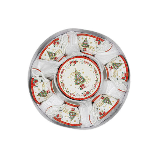 ΧΡΙΣΤΟΥΓΕΝΝΙΑΤΙΚΟ ΚΕΡΑΜΙΚO ΣΕΤ ΚΑΦΕ 6 ΤΕΜ ΣΕ ΚΟΥΤΙ Fylliana FL80068 ΛΕΥΚΟ-ΚΟΚΚΙΝΟ ΧΡΩΜΑ