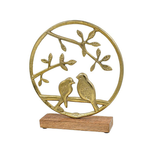 ΔΙΑΚΟΣΜΗΤΙΚΟ ΑΛΟΥΜΙΝΙΟΥ Fylliana Birds 3280 ΜΕ ΞΥΛΙΝΗ ΒΑΣΗ ΑΣΗΜΙ ΧΡΩΜΑ 25x5x23εκ