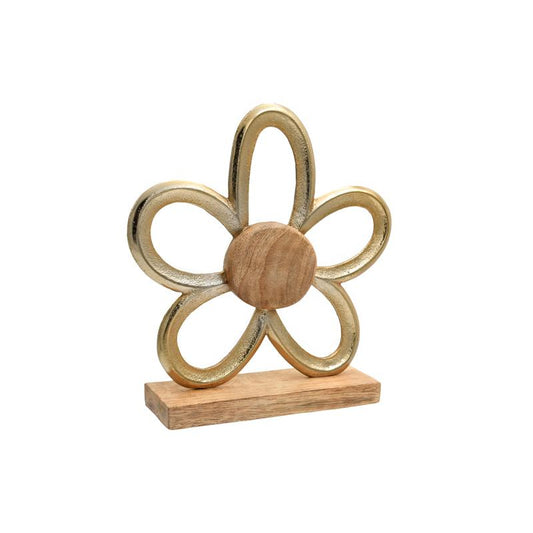 ΔΙΑΚΟΣΜΗΤΙΚΟ ΑΛΟΥΜΙΝΙΟΥ Fylliana Flower 722 ΜΕ ΞΥΛΙΝΗ ΒΑΣΗ ΧΡΥΣΟ ΧΡΩΜΑ 20x5x22εκ