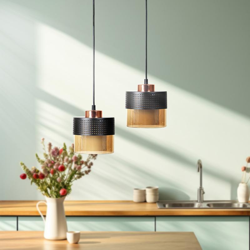 ΔΙΦΩΤΟ ΚΡΕΜΑΣΤΟ ΦΩΤΙΣΤΙΚΟ ΟΡΟΦΗΣ Fylliana ΜΠΡΟΝΖΕ ΧΡΩΜΑ Ε27 25x75εκ