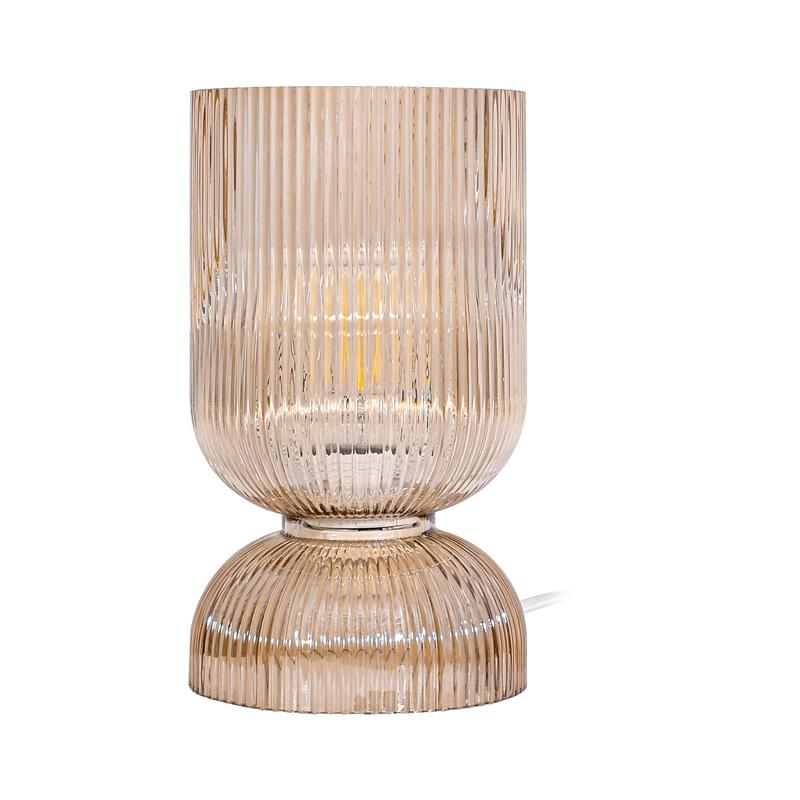 ΓΥΑΛΙΝΗ ΕΠΙΤΡΑΠΕΖΙΑ ΛΑΜΠΑ Fylliana FL24674 ΜΕΛΙ ΧΡΩΜΑ 12x29εκ Ε27