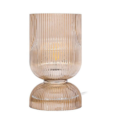 ΓΥΑΛΙΝΗ ΕΠΙΤΡΑΠΕΖΙΑ ΛΑΜΠΑ Fylliana FL24674 ΜΕΛΙ ΧΡΩΜΑ 12x29εκ Ε27