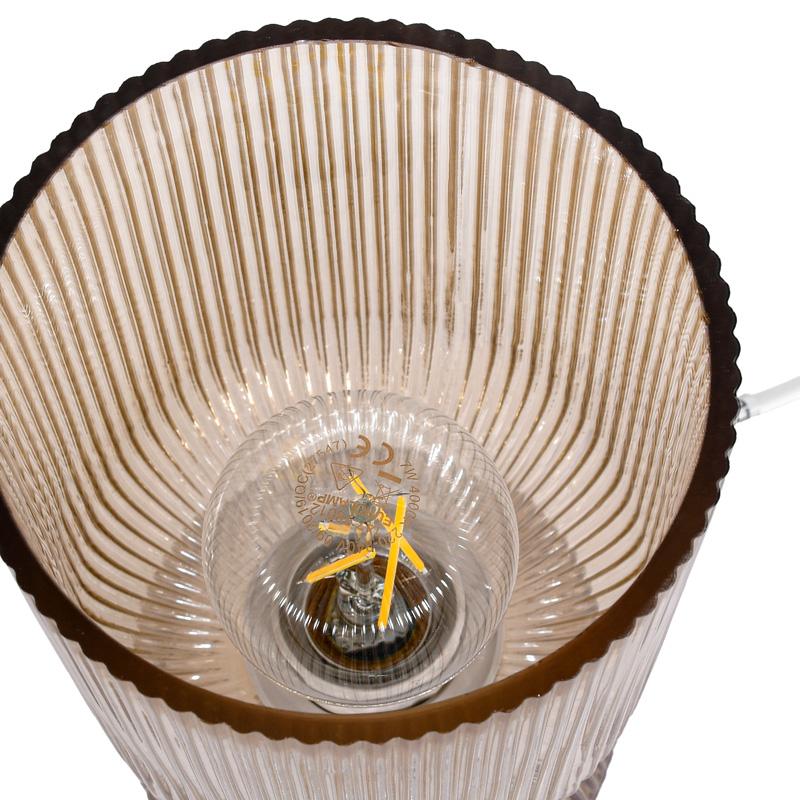 ΓΥΑΛΙΝΗ ΕΠΙΤΡΑΠΕΖΙΑ ΛΑΜΠΑ Fylliana FL24674 ΜΕΛΙ ΧΡΩΜΑ 12x29εκ Ε27