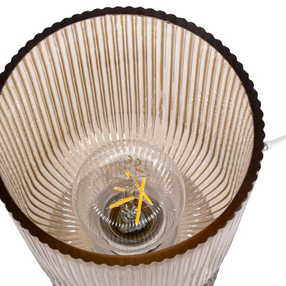 ΓΥΑΛΙΝΗ ΕΠΙΤΡΑΠΕΖΙΑ ΛΑΜΠΑ Fylliana FL24674 ΜΕΛΙ ΧΡΩΜΑ 12x29εκ Ε27