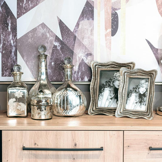 ΓΥΑΛΙΝΗ ΔΙΑΚΟΣΜΗΤΙΚΗ ΚΑΡΑΦΑ Fylliana FL31773 ΑΣΗΜΙ ΧΡΩΜΑ 15x9x25εκ