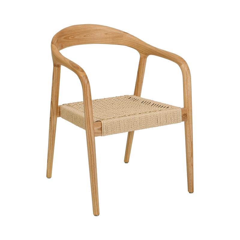 ΚΑΡΕΚΛΑ ΑΠΟ ΜΑΣΙΦ ΞΥΛΟ ASH WOOD ΜΕ ΜΠΡΑΤΣΑ Fylliana "Willow" ΦΥΣΙΚΟ ΧΡΩΜΑ 56x56x78εκ