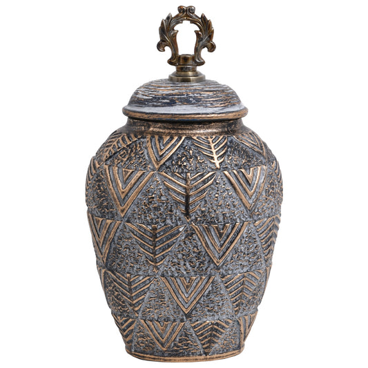 ΚΕΡΑΜΙΚΟ ΒΑΖΟ Fylliana 818684 ΓΚΡΙ-ΧΡΥΣΟ 20x17x34εκ