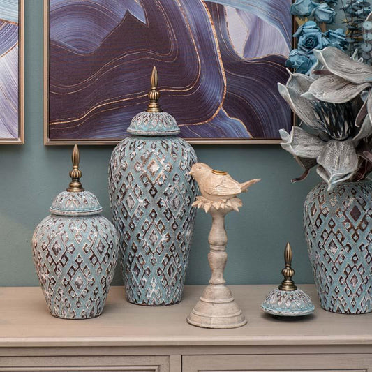 ΚΕΡΑΜΙΚΟ ΒΑΖΟ Fylliana 818690 ΜΠΛΕ 17*17*38 sls