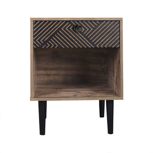 ΚΟΜΟΔΙΝΟ Fylliana "Home" ΜΑΥΡΟ ΜΕ GREY OAK 40x39.5x55εκ