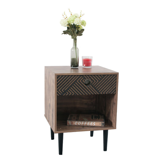 ΚΟΜΟΔΙΝΟ Fylliana "Home" ΜΑΥΡΟ ΜΕ GREY OAK 40x39.5x55εκ