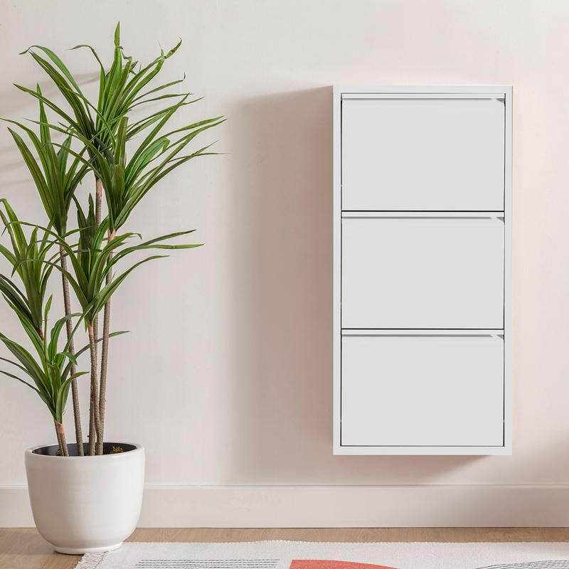 ΜΕΤΑΛΛΙΚΗ ΠΑΠΟΥΤΣΟΘΗΚΗ 3 ΘΕΣΕΩΝ FYLLIANA ΛΕΥΚΟ ΧΡΩΜΑ 50x15x104εκ