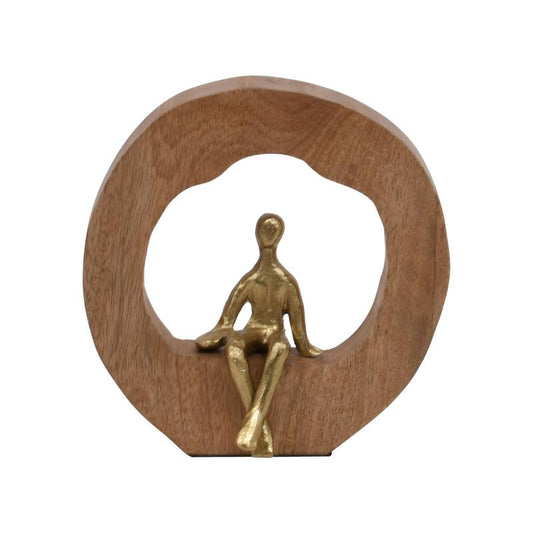 ΜΕΤΑΛΛΙΚΟ ΕΠΙΤΡΑΠΕΖΙΟ ΔΙΑΚΟΣΜΗΤΙΚΟ Fylliana "Man alone" ΧΡΥΣΟ ΧΡΩΜΑ ΜΕ ΞΥΛΙΝΗ ΒΑΣΗ 19x7x20εκ sls