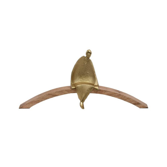 ΜΕΤΑΛΛΙΚΟ ΕΠΙΤΡΑΠΕΖΙΟ ΔΙΑΚΟΣΜΗΤΙΚΟ Fylliana "Man" ΧΡΥΣΟ ΧΡΩΜΑ ΜΕ ΞΥΛΙΝΗ ΒΑΣΗ 43x7x20εκ sls