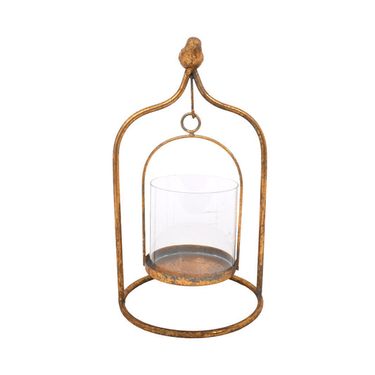 ΜΕΤΑΛΛΙΚΟ ΦΑΝΑΡΙ ΜΕ ΓΥΑΛΙ Fylliana "BIRD" 31x17x11εκ