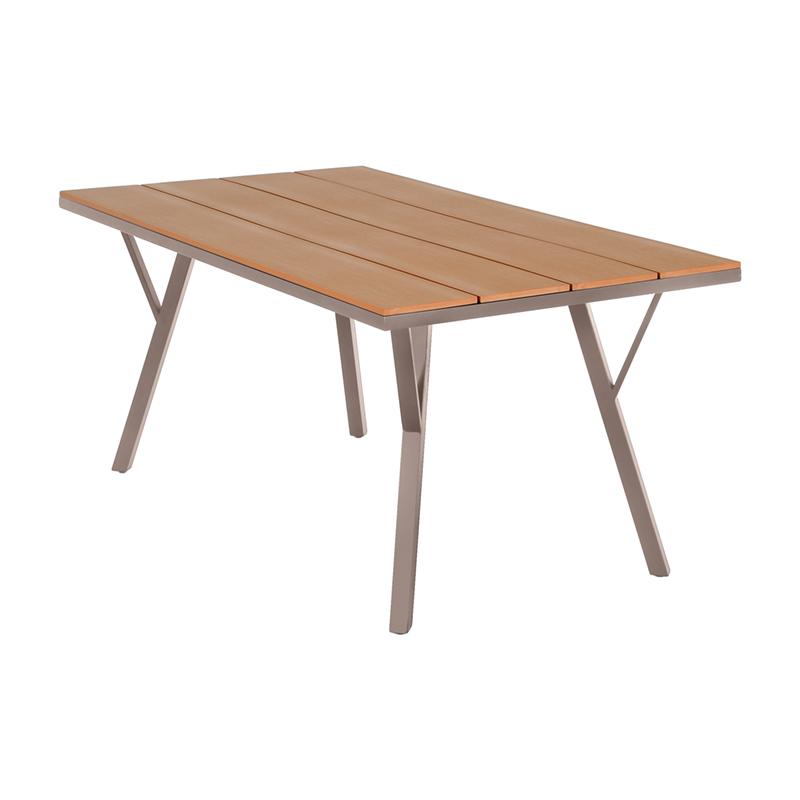 ΜΕΤΑΛΛΙΚΟ ΤΡΑΠΕΖΙ ΚΗΠΟΥ Fylliana FL6514 ΜΕ ΕΠΙΦΑΝΕΙΑ POLYWOOD ΧΡΩΜΑ ΜΠΕΖ 160x91x72εκ s.of
