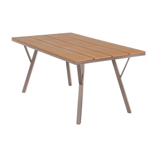 ΜΕΤΑΛΛΙΚΟ ΤΡΑΠΕΖΙ ΚΗΠΟΥ Fylliana FL6514 ΜΕ ΕΠΙΦΑΝΕΙΑ POLYWOOD ΧΡΩΜΑ ΜΠΕΖ 160x91x72εκ s.of