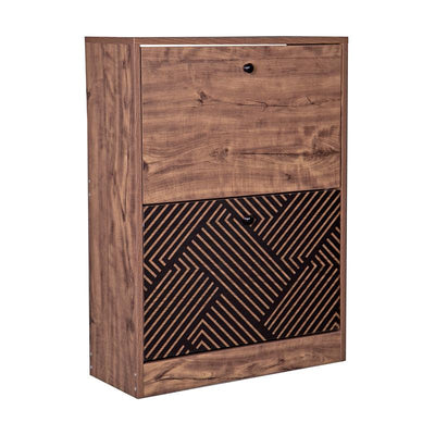 ΠΑΠΟΥΤΣΟΘΗΚΗ Fylliana "Home" 1872 ΜΕ 2 ΠΟΡΤΕΣ ΜΑΥΡΗ GREY OAK-ΜΑΥΡΗ 60x23.5x81εκ