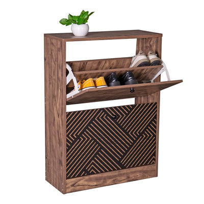 ΠΑΠΟΥΤΣΟΘΗΚΗ Fylliana "Home" 1872 ΜΕ 2 ΠΟΡΤΕΣ ΜΑΥΡΗ GREY OAK-ΜΑΥΡΗ 60x23.5x81εκ