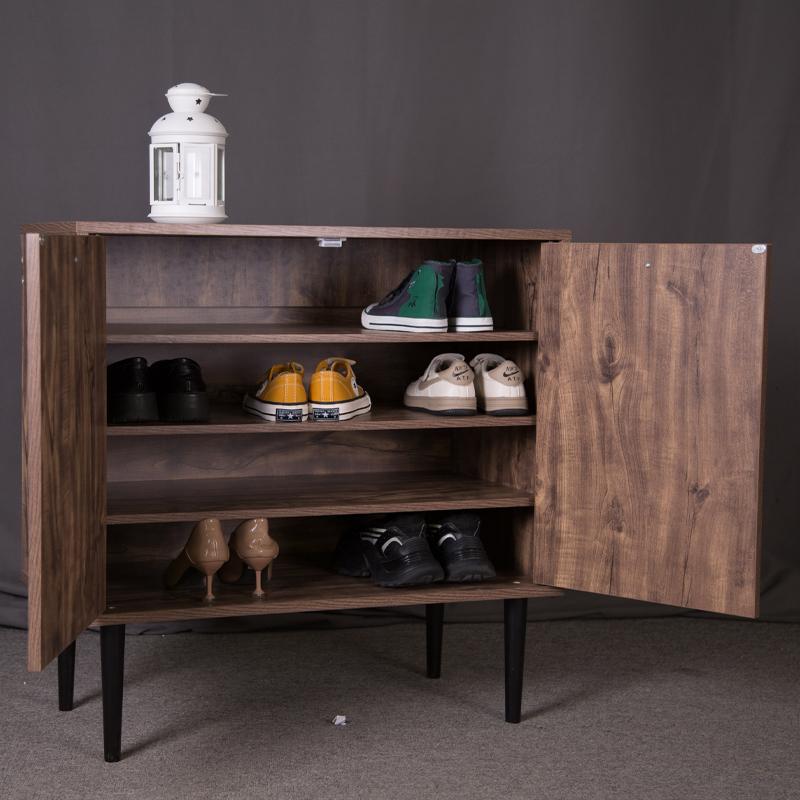 ΠΑΠΟΥΤΣΟΘΗΚΗ Fylliana "Home" 2227 ΜΕ 2 ΠΟΡΤΕΣ ΚΑΙ 4 ΡΑΦΙΑ ΜΑΥΡΟ GREY OAK-ΜΑΥΡΟ 75x37x75εκ