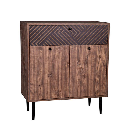 ΠΑΠΟΥΤΣΟΘΗΚΗ Fylliana "Home" 2228 ΜΕ 2 ΠΟΡΤΕΣ 4 ΡΑΦΙΑ ΚΑΙ 1 ΣΥΡΤΑΡΙ ΜΑΥΡΗ GREY OAK-ΜΑΥΡΗ 78x37x89εκ