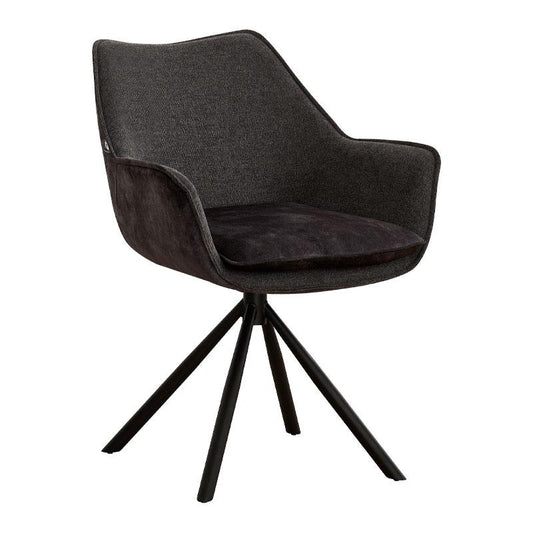 ΠΕΡΙΣΤΡΕΦΟΜΕΝΗ ΚΑΡΕΚΛΑ Fylliana FL5064 ΜΕ ΜΕΤΑΛΛΙΚΑ ΠΟΔΙΑ ΚΑΙ ΓΚΡΙ ΧΡΩΜΑ ΥΦΑΣΜΑΤΟΣ 62x61,5x84εκ