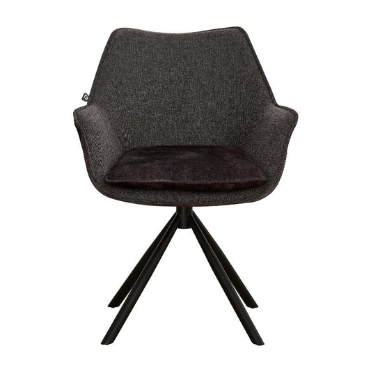 ΠΕΡΙΣΤΡΕΦΟΜΕΝΗ ΚΑΡΕΚΛΑ Fylliana FL5064 ΜΕ ΜΕΤΑΛΛΙΚΑ ΠΟΔΙΑ ΚΑΙ ΓΚΡΙ ΧΡΩΜΑ ΥΦΑΣΜΑΤΟΣ 62x61,5x84εκ