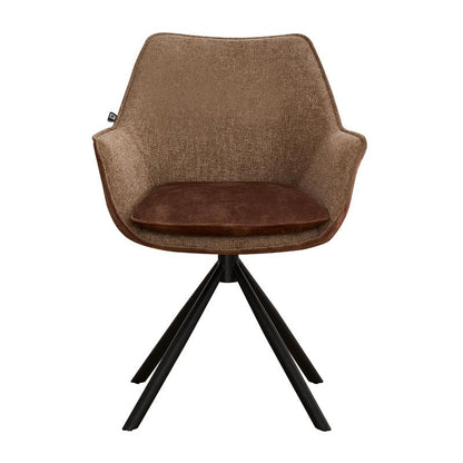 ΠΕΡΙΣΤΡΕΦΟΜΕΝΗ ΚΑΡΕΚΛΑ Fylliana FL5064 ΜΕ ΜΕΤΑΛΛΙΚΑ ΠΟΔΙΑ ΚΑΙ ΚΑΦΕ ΧΡΩΜΑ ΥΦΑΣΜΑΤΟΣ 62x61,5x84εκ