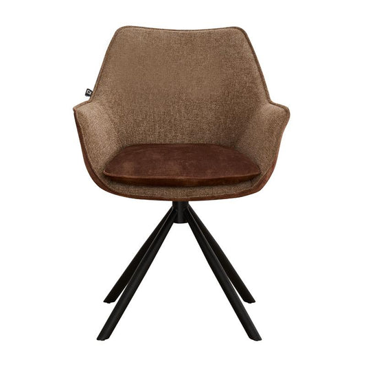 ΠΕΡΙΣΤΡΕΦΟΜΕΝΗ ΚΑΡΕΚΛΑ Fylliana FL5064 ΜΕ ΜΕΤΑΛΛΙΚΑ ΠΟΔΙΑ ΚΑΙ ΚΑΦΕ ΧΡΩΜΑ ΥΦΑΣΜΑΤΟΣ 62x61,5x84εκ