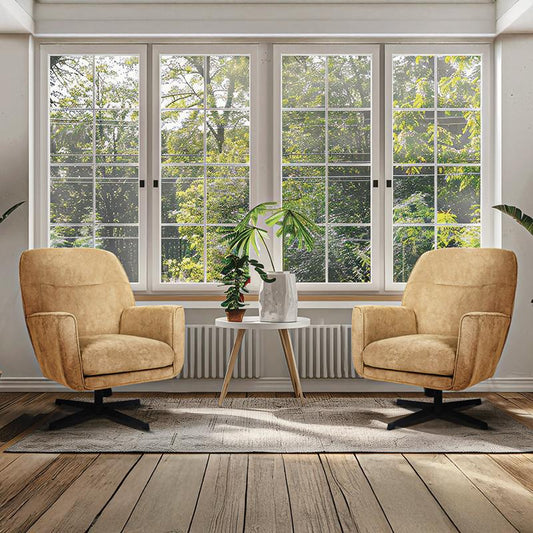 ΠΕΡΙΣΤΡΕΦΟΜΕΝΗ ΠΟΛΥΘΡΟΝΑ Fylliana Rachel ΚΙΤΡΙΝΟ ΧΡΩΜΑ ΥΦΑΣΜΑΤΟΣ ΜΕ ΜΑΥΡΗ ΜΕΤΑΛΛΙΚΗ ΒΑΣΗ 76x80x91,5ε