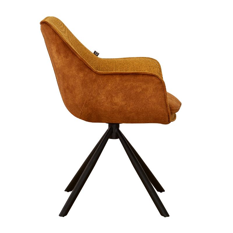 ΠΕΡΙΣΤΡΕΦΟΜΕΝΗ ΚΑΡΕΚΛΑ Fylliana FL5064 ΜΕ ΜΕΤΑΛΛΙΚΑ ΠΟΔΙΑ ΚΑΙ ΚΙΤΡΙΝΟ ΧΡΩΜΑ ΥΦΑΣΜΑΤΟΣ 62x61,5x84εκ