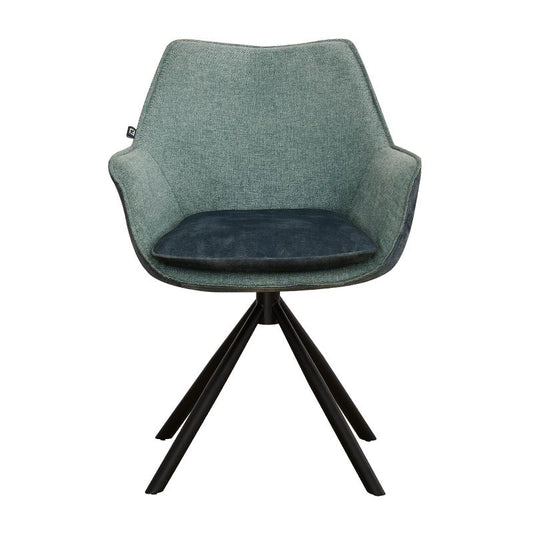 ΠΕΡΙΣΤΡΕΦΟΜΕΝΗ ΚΑΡΕΚΛΑ Fylliana FL5064 ΜΕ ΜΕΤΑΛΛΙΚΑ ΠΟΔΙΑ ΚΑΙ ΠΡΑΣΙΝΟ ΧΡΩΜΑ ΥΦΑΣΜΑΤΟΣ 62x61,5x84εκ