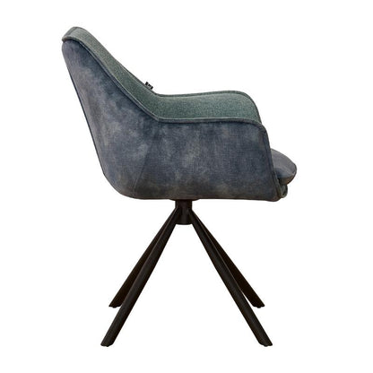 ΠΕΡΙΣΤΡΕΦΟΜΕΝΗ ΚΑΡΕΚΛΑ Fylliana FL5064 ΜΕ ΜΕΤΑΛΛΙΚΑ ΠΟΔΙΑ ΚΑΙ ΠΡΑΣΙΝΟ ΧΡΩΜΑ ΥΦΑΣΜΑΤΟΣ 62x61,5x84εκ