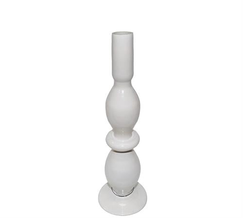 Γυάλινο κηροπήγιο κρεμ 9x29cm 26660 | ZAROS