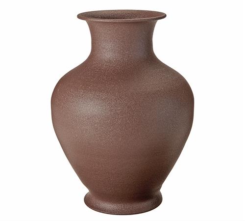 Μεταλλικό βάζο σκούρο καφέ με σαγρέ υφή 31cm 27943 | ZAROS