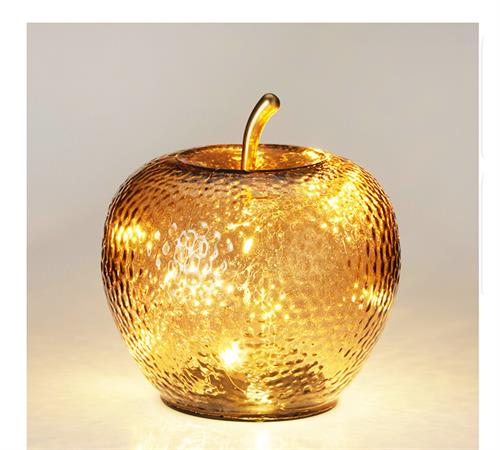 Γυάλινο διακοσμητικό μήλο 15led,καφέ χρ.,15cm 27965 | ZAROS