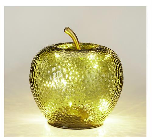Γυάλινο διακοσμητικό μήλο 15led,πράσινο 15cm 27964 | ZAROS