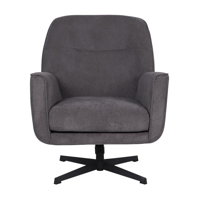 ΠΕΡΙΣΤΡΕΦΟΜΕΝΗ ΠΟΛΥΘΡΟΝΑ Fylliana Rachel ΓΚΡΙ ΧΡΩΜΑ ΥΦΑΣΜΑΤΟΣ ΜΕ ΜΑΥΡΗ ΜΕΤΑΛΛΙΚΗ ΒΑΣΗ 76x80x91,5εκ