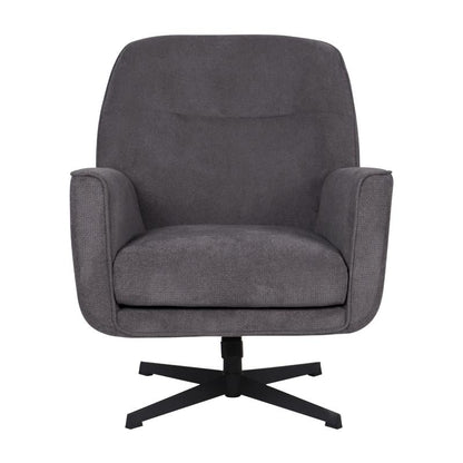 ΠΕΡΙΣΤΡΕΦΟΜΕΝΗ ΠΟΛΥΘΡΟΝΑ Fylliana Rachel ΓΚΡΙ ΧΡΩΜΑ ΥΦΑΣΜΑΤΟΣ ΜΕ ΜΑΥΡΗ ΜΕΤΑΛΛΙΚΗ ΒΑΣΗ 76x80x91,5εκ